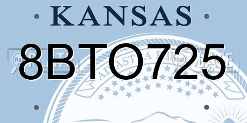 8BTO725 Kansas License Plate