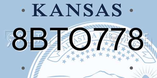 8BTO778 Kansas License Plate