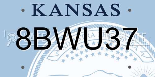 8BWU37 Kansas License Plate