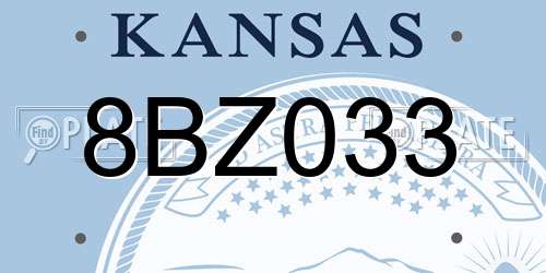 8BZ033 Kansas License Plate