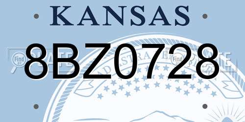 8BZ0728 Kansas License Plate