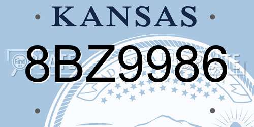 8BZ9986 Kansas License Plate
