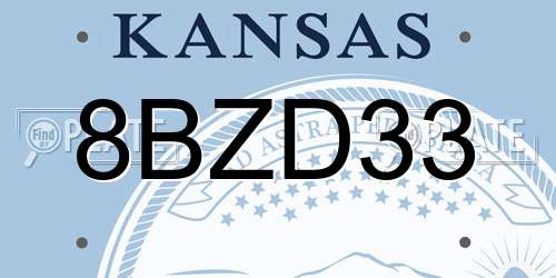 8BZD33 Kansas License Plate