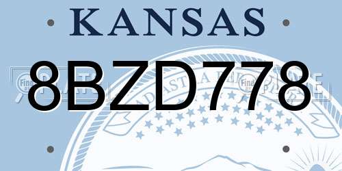 8BZD778 Kansas License Plate