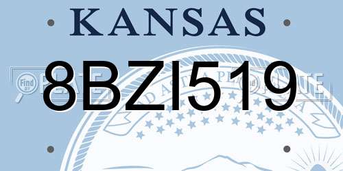 8BZI519 Kansas License Plate