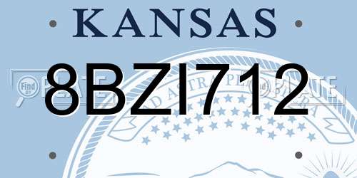 8BZI712 Kansas License Plate