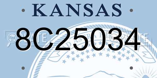8C25034 Kansas License Plate