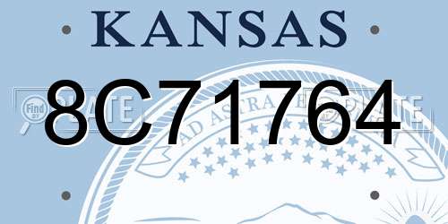 8C71764 Kansas License Plate