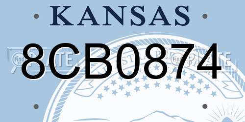 8CB0874 Kansas License Plate