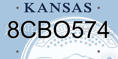 8CBO574 Kansas License Plate