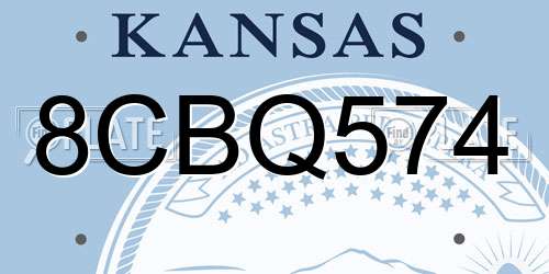 8CBQ574 Kansas License Plate