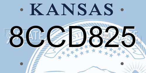 8CCD825 Kansas License Plate
