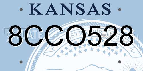 8CCO528 Kansas License Plate