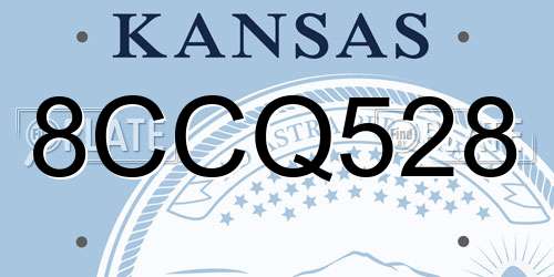 8CCQ528 Kansas License Plate