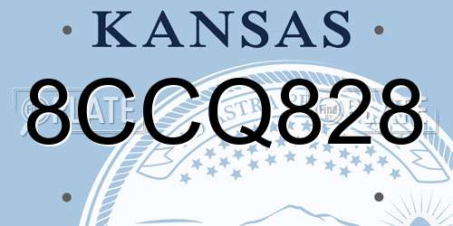 8CCQ828 Kansas License Plate