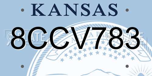 8CCV783 Kansas License Plate