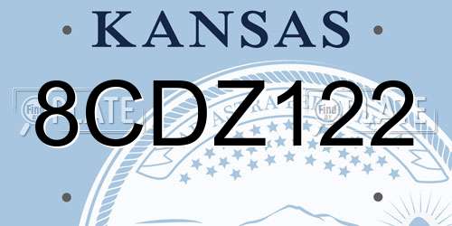 8CDZ122 Kansas License Plate