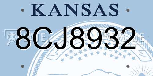 8CJ8932 Kansas License Plate