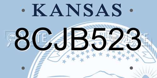 8CJB523 Kansas License Plate