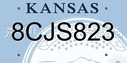 8CJS823 Kansas License Plate