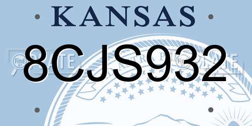 8CJS932 Kansas License Plate