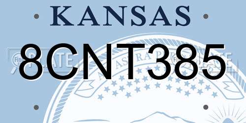 8CNT385 Kansas License Plate