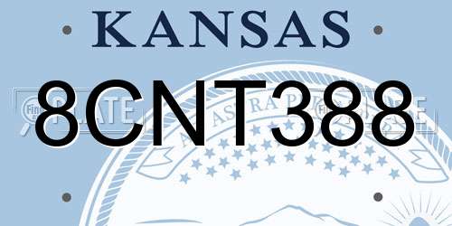 8CNT388 Kansas License Plate