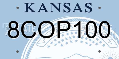 8COP100 Kansas License Plate