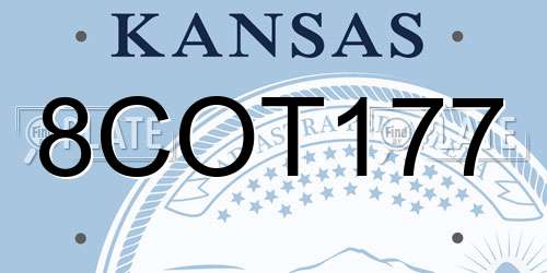 8COT177 Kansas License Plate
