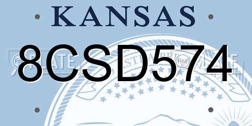 8CSD574 Kansas License Plate