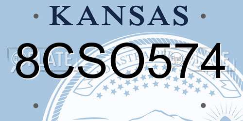 8CSO574 Kansas License Plate