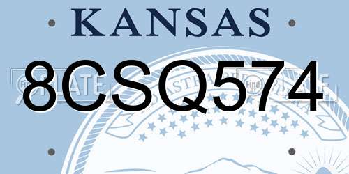 8CSQ574 Kansas License Plate