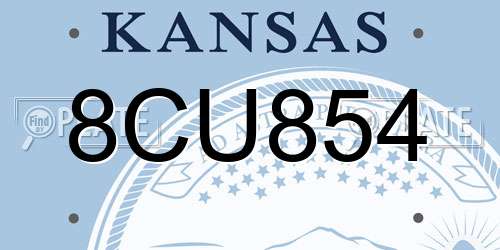 8CU854 Kansas License Plate