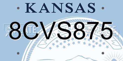 8CVS875 Kansas License Plate