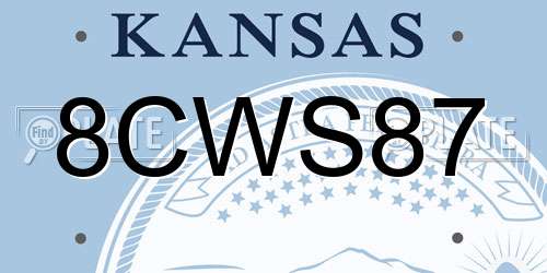 8CWS87 Kansas License Plate