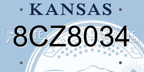 8CZ8034 Kansas License Plate