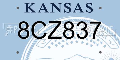 8CZ837 Kansas License Plate