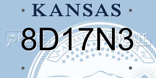 8D17N3 Kansas License Plate