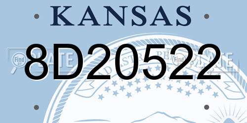 8D20522 Kansas License Plate