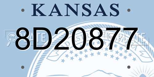 8D20877 Kansas License Plate