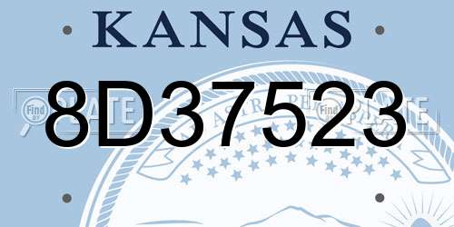 8D37523 Kansas License Plate