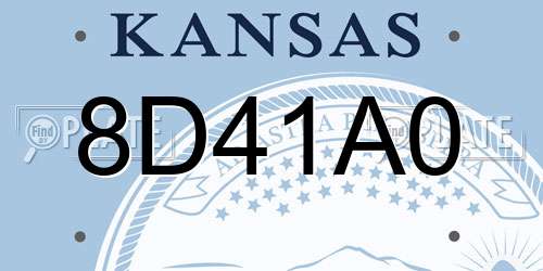8D41A0 Kansas License Plate