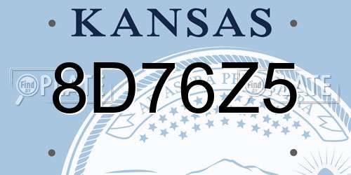 8D76Z5 Kansas License Plate