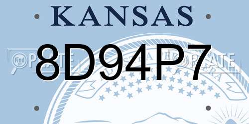 8D94P7 Kansas License Plate