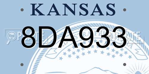 8DA933 Kansas License Plate