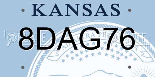 8DAG76 Kansas License Plate