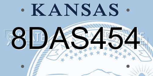 8DAS454 Kansas License Plate