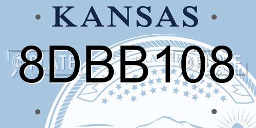 8DBB108 Kansas License Plate
