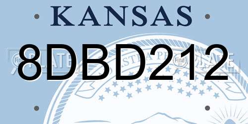 8DBD212 Kansas License Plate