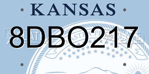 8DBO217 Kansas License Plate